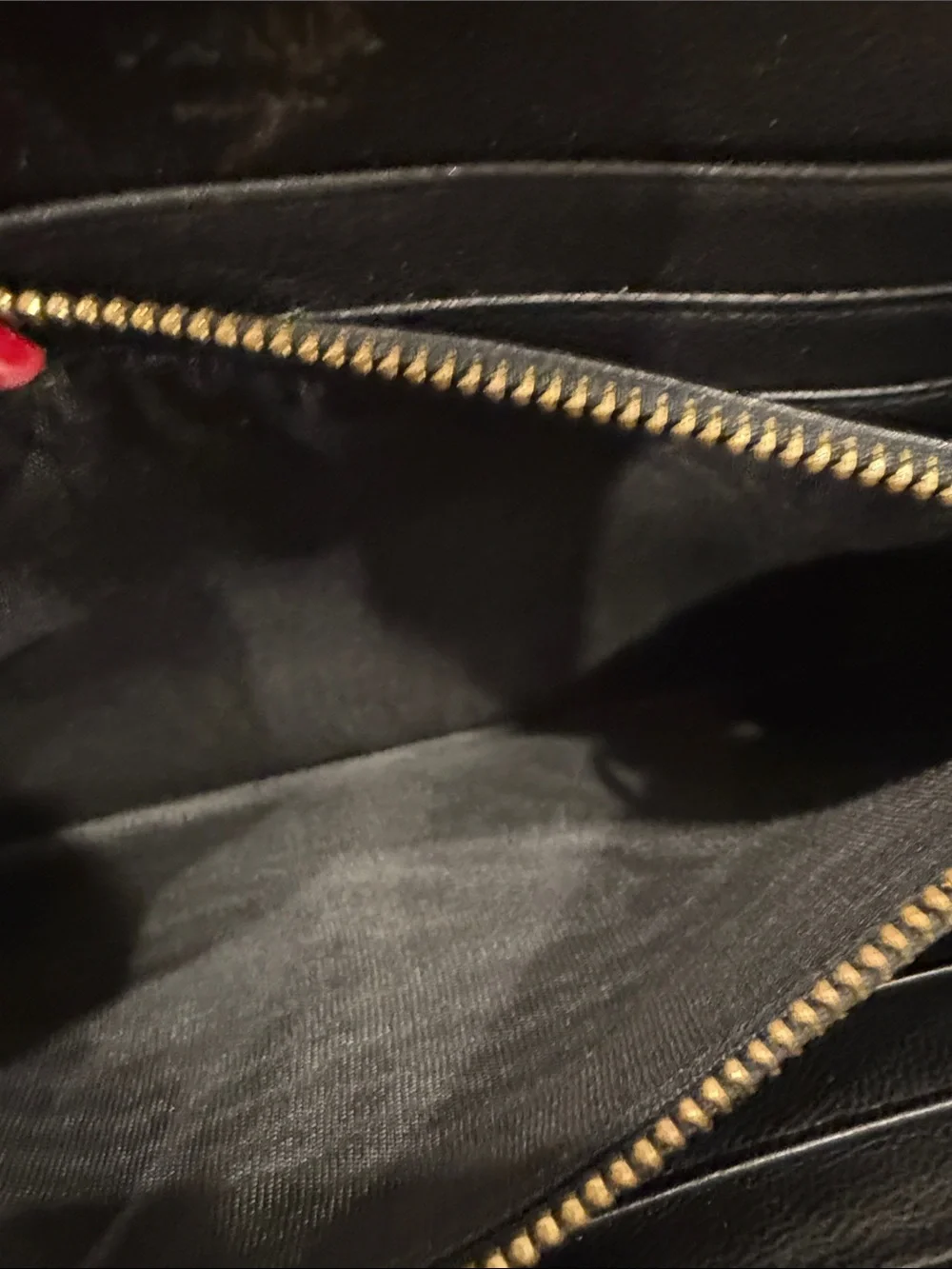 Prada Black Gathered Leather Zip-Around Wallet with Gold Logo